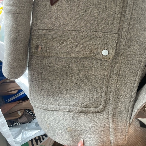 J Crew Statiun Cloth Gray Hooded Women's Coat Italian Wool - Picture 6 of 12